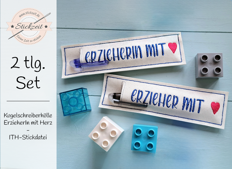 Hülle für Kugelschreiber Erzieher und Erzieherin - ITH-Stickdatei